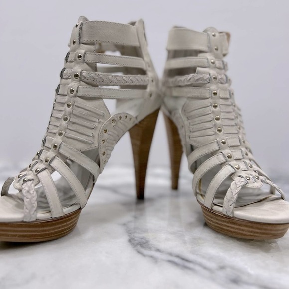 ALDO Braided Strappy Open Toe Leather Braided Platform Heels Bohemian Size 9/40 - Picture 2 of 8